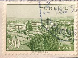 Mektup Zarfından Kesilmiş  / Postadan Geçmiş Pul Filateli -  Damgalı - SİVAS, 20 PARA - Türkiye Cumhuriyeti