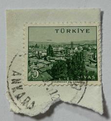 Mektup Zarfından Kesilmiş  / Postadan Geçmiş Pul Filateli - Ankara Damgalı -TÜRKİYE SİVAS , 5 PARA - Türkiye Cumhuriyeti