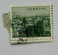 Mektup Zarfından Kesilmiş  / Postadan Geçmiş Pul Filateli - TÜRKİYE SİVAS , 5 PARA - Türkiye Cumhuriyeti
