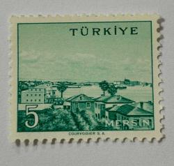 Mektup Zarfından Kesilmiş  / Postadan Geçmiş Pul Filateli - TÜRKİYE MERSİN , 5 PARA - Türkiye Cumhuriyeti