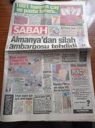 Sabah Gazetesi - 17 Ağustos 1991 - Türkiye Spor Yazarları Derneği Kupası - Fenerbahçe Beşiktaş Maçı - Mustafa Denizli - Alaattin Çakıcı Kardeşini Evlendirdi - Kadir İnanır - Hülya Avşar - Erken Seçim İçin Üçlü Zirve Bugün - Özallar'ın Hakimi Süleyman Sezen Yargıtay'a Seçildi - Almanya'dan Silah Ambargosu Tehdidi