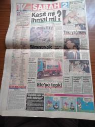 Sabah Gazetesi - 17 Ağustos 1991 - Türkiye Spor Yazarları Derneği Kupası - Fenerbahçe Beşiktaş Maçı - Mustafa Denizli - Alaattin Çakıcı Kardeşini Evlendirdi - Kadir İnanır - Hülya Avşar - Erken Seçim İçin Üçlü Zirve Bugün - Özallar'ın Hakimi Süleyman Sezen Yargıtay'a Seçildi - Almanya'dan Silah Ambargosu Tehdidi
