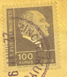 Mektup Zarfından Kesilmiş  / Postadan Geçmiş Pul Filateli - 1977 Damgalı - ATATÜRK, 100 KURUŞ - Türkiye Cumhuriyeti