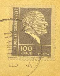 Mektup Zarfından Kesilmiş  / Postadan Geçmiş Pul Filateli -  11 Ağustos 1977 Damgalı -  ATATÜRK, 100 KURUŞ - Türkiye Cumhuriyeti