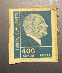 Mektup Zarfından Kesilmiş  / Postadan Geçmiş Pul Filateli -  ATATÜRK, 400 KURUŞ - Türkiye Cumhuriyeti