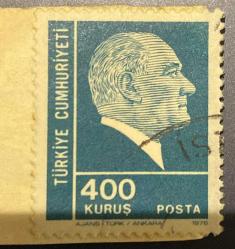 Mektup Zarfından Kesilmiş  / Postadan Geçmiş Pul Filateli -  ATATÜRK, 400 KURUŞ - Türkiye Cumhuriyeti