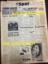 GÜNLÜK SPOR GAZETESİ - 5 EKİM 1958 - FENERBAHÇE, BEŞİKTAŞ 1958 DERBİ MAÇI, TAKIM İLK 11'LERİ - MUVAKKAR E. TALÜ - NECDET APAK SİGORTACILIK - ORHAN ŞEREF ''KİMSENİN GÖZ YAŞINA BAKMAYACAĞIZ'' - CAN BARTU - LEFTER - VEFA, BEYKOZ MAÇI - ŞEREF KÖYLÜBAY - İHSAN BİRİCİK - SADETTİN GÜRSESLİ - MEVCUATA PEŞİN PRİM, BUPĞDAY BANKASI - DİLAVER UZGÖREN - CAVLI ÇULFAZ - M. REŞİD BAYBURD - AMERİKAN DERSANESİ - AKBANK REKLAMI - NAZİF OTURGAN - AYDOĞAN BECİT - ÇEPÇEVRE VATAN - MUVAKKAR E. TALÜ - KREMLİ PURO TUVALET SABUNU REKLAMI - NAZMİ BİLGE