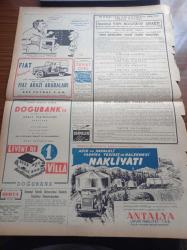 Vatan Gazetesi - 21 Şubat 1954 - Irak'ta İttifaka Girmek İstiyor - Dört Gangster Tekel Deposu Bastı - Cumhurbaşkanı Celal Bayar Resmi Ziyaretini Bitirdi - Yeni Patrona Halil'ler - İsmet İnönü Kurultay İçin Bir Tebliğ Yayınladı - Şehit Teğmen Rüştü Arer'e En Büyük Amerikan Nişanı Veriliyor - Churchill'in Balmumu Heykeli Kırıldı - Kıbrıs İlhalçıları Telaş İçinde - Tahran Genel Evlerine Çin Seddi Çekildi - Yedikule Rehabilitasyon İstasyonu Açıldı - Scala Buz Revüsü - Almanya'ya 6 Atom Topu Daha Geldi - Küba'da Kaçırılan Çocuk Bulundu - Şehir Dram Tiyatrosunda Gelin - General Ali Fuat Cebesoy'un Siyasi Hatıraları Yazı Dizisi - Enver Paşa - Kanuni Süleyman'ın Ölümünden Sonra - Sinemanın Yıldızı Clark Gable Paris'te Tebdil Geziyor - New York Şehrine Dair - Sabahattin Kudret Aksal Gazoz Ağacı - - FIAT Arazi Arabaları - Doğubank - Turist Otel