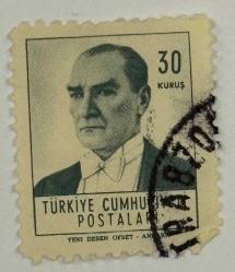 Mektup Zarfından Kesilmiş  / Postadan Geçmiş Pul Filateli - Trabzon Damgalı - ATATÜRK ANKARA - 30 KURUŞ - Türkiye Cumhuriyeti
