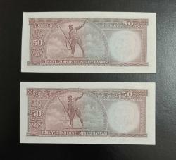 5.EMİSYON 7.TERTİP 2 ADET SERİ TAKİPLİ 50 LİRALAR ÇİL KONDİSYONDA