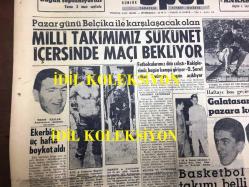 GÜNLÜK SPOR GAZETESİ - 24 EKİM 1958 - (23 YAZILI ANCAK 24 EKİM SAYISIDIR) - MİLLİ TAKIMIMIZ PAZAR GÜNÜ BELÇİKA İLE KARŞILAŞACAK - EKERBİÇER ÜÇ HAFTA BOYKOT - ÇEPÇEVRE VATAN İSTANBUL - GALATASARA VE BEŞİKTAŞ PAZARA KARŞILAŞIYORLAR - BEŞİKTAŞLİ MUHALİFLER BUGÜN TOPLANIYORLAR - HAMİT KAPLAN - ADİL ATAN VE İ. KARABACAK AMERİKA'YA GİDİYORLAR MI? - BÜLENT EKEN GALATASARAY ANTRENÖRÜ - SİNEMA VE TİYATRO SAYFASI - OSMAN A. KERMEN - CAVLI ÇULFAZ - CUMHURİYET KUPASI BOKS MAÇLARI YARIN - ALİ BOZYAYLA