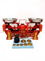 Antika - Antika Çil Kondüsyonda Öz Kale 1 Kg'lık Pirinç Ağırlıklı Kefeli Terazi - kitantik - kitaLog