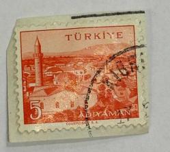 Mektup Zarfından Kesilmiş  / Postadan Geçmiş Pul Filateli - Kıbrıs Damgalı - TÜRKİYE ADIYAMAN - 5 PARA - Türkiye Cumhuriyeti