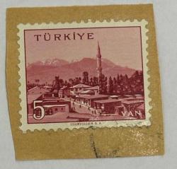 Mektup Zarfından Kesilmiş  / Postadan Geçmiş Pul Filateli -  TÜRKİYE VAN - 5 PARA - Türkiye Cumhuriyeti
