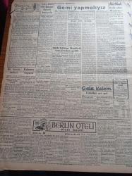 Vatan Gazetesi - 3 Eylül 1949 - Türkiye'nin Büyük Kalkınma Programı - Devlet Bakanı Cemil Sait Barlas'ın Beyanatı - Eski Üniversite Rektörü Cemil Bilsel Vefat Etti -  Cahide Sonku Fahri Olarak Şehir Tiyatrosuna Dönüyor - Başbakan Şemsettin Günaltay Erzincan'da Belediyeyi Tenkid Etti - Celal Bayar Mühim Bir Nutuk İrad Ediyor - Ağrı Dağında Nuh'un Gemisi Aranıyor - Sabahattin Ali Öldürüleceğini Biliyormuş -  Berlin Oteli Yazan Vicki Baum Yazı Dizisi - At Yarışları Başlıyor - İsmet İnönü Bugün Amiral Power'i Konuk Edecek - Atatürk Ve Doktor Şerafettin Bürge'ye Göre İstanbul - Tutum Bankası - İzmir Fuarı - John Deere Traktör Ve Ziraat Makinaları - Şişli Terakki Lisesi - Hac Seferleri Başladı - Ali Muhiddin Hacı Bekir - Ronson Çakmak - Pendik Palas