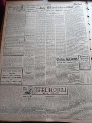 Vatan Gazetesi - 8 Eylül 1949 - Demokrat Parti'nin Başbakan Şemsettin Günaltay'a Cevabı - Adnan Menderes - Celal Bayar - Yeni Bir Senirkent Hadisesi - İsmet İnönü Mareşal Fevzi Çakmak'ı Ziyarete Gitti - Lütfi Kırdar - Adalet Sarayı Projesine İtiraz - Habeşistan Mareşal Badoglio  İle Graziani'yi İtalya'dan İstedi - Berlin Oteli Yazan Vicki Baum Yazı Dizisi - Rüştü Diktürk Tahliye Edildi - Feridun Fazıl Tülbentçi - Bernard Shaw - İkinci Büyük Hidroelektrik Tesisatı - Nuh'un Gemisi Ağrı'da Değil Cudi Dağı'ndaymış - Hitler Rusya'yı İstilaya Nasıl Karar Vermişti - Mussolini- Dentol Antiseptik Diş Macunu - Derman Ağrı Kesici - Hasan Kolonyası Losyonları Parfümleri - Droja Briyantini - Seiberling Kamyon Lastikleri - Şişli Terakki Lisesi - Devakin