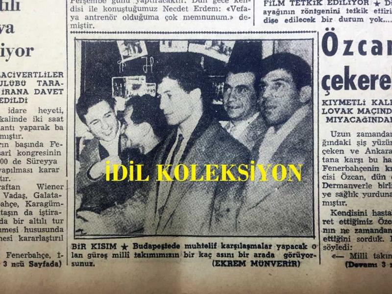 GÜNLÜK SPOR GAZETESİ 10 ARALIK 1958 ÇEKOSLOVAKYA MAÇI ANKARA  