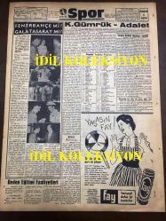 GÜNLÜK SPOR GAZETESİ - 27 EYLÜL 1958 - KADRİ AYTAÇ'A GÖRE GALATASARAY FENERBAHÇE MAÇI - KARAGÜMRÜK ADALET'LE BERABERE KALDI 0-0 - AYDOĞAN BECİT - TURGUT ATAKOL BAŞKAN SEÇİLDİ - BERLİN KARMASI ANKARA'DA - AYDOĞAN BECİT - GÜNGÖR ERDAL - SİNEMA, FİLM SAYFASI - ÇAVLI ÇULFAZ - MURAT ERSİN - NAZİF OTURGAN - TÜRKİYE PİRAT ŞAMPİYONASI BUGÜN BAŞLIYOR - FAY TEMİZLEYİCİ REKLAMI, NECİP AKAR