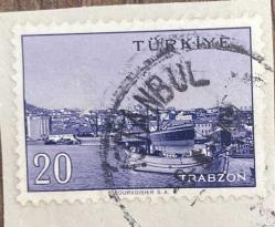 Mektup Zarfından Kesilmiş  / Postadan Geçmiş Pul Filateli -İstanbul Damgalı -  TRABZON, 20 PARA - Türkiye Cumhuriyeti