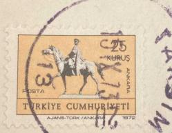 Mektup Zarfından Kesilmiş  / Postadan Geçmiş Pul Filateli - 1973 Damgalı - ATLI ATATÜRK ANKARA, 25 KURUŞ - Türkiye Cumhuriyeti