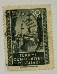 Mektup Zarfından Kesilmiş  / Postadan Geçmiş Pul Filateli - İstanbul Damgalı - BURSA EMİRSULTAN CAMİİ - 30 KURUŞ - Türkiye Cumhuriyeti