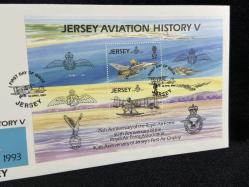 Uçak Temalı İngiltere S. Jersey Blok Pullu Özel Gün Damgalı İlk Gün Zarfı FDC RAF ROYAL AİR FORCE