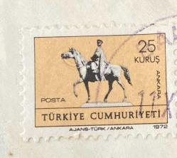Efemera - Mektup Zarfından Kesilmiş  / Postadan Geçmiş Pul Filateli - Damgalı - ATLI ATATÜRK ANKARA , 25 KURUŞ - Türkiye Cumhuriyeti - kitantik - kitaLog