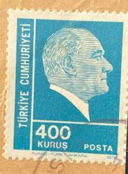 Mektup Zarfından Kesilmiş  / Postadan Geçmiş Pul Filateli - Damgalı - ATATÜRK, 400 KURUŞ - Türkiye Cumhuriyeti