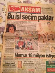AKŞAM GAZETESİ ,16 EKİM 1995,TANSU ÇİLLER BAYRAM MERAL,OKTAY EKŞİ,BEŞİKTAŞ ,FENERBAHÇE,GALATASARAY,TARABZON,OĞUZ ÇETİN,VENİSON
