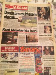 AKŞAM GAZETESİ ,16 EKİM 1995,TANSU ÇİLLER BAYRAM MERAL,OKTAY EKŞİ,BEŞİKTAŞ ,FENERBAHÇE,GALATASARAY,TARABZON,OĞUZ ÇETİN,VENİSON