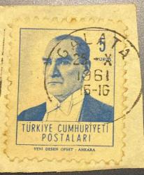 Mektup Zarfından Kesilmiş  / Postadan Geçmiş Pul Filateli - Galata, 25 Ekim 1961 Damgalı - ATATÜRK, 5 KURUŞ - Türkiye Cumhuriyeti