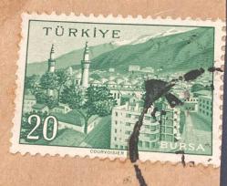 Mektup Zarfından Kesilmiş  / Postadan Geçmiş Pul Filateli - Damgalı - BURSA, 20 PARA - Türkiye Cumhuriyeti