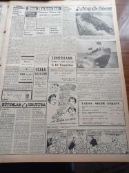 Vatan Gazetesi - 18 Mart 1954 - CHP'deki Kaynaşma Gittikçe Genişliyor - Laleli Yolunda Korkunç Bir Tramvay Kazası Oldu - Profesör Sabri Ülgener İktisat Fakültesi Dekanı Oldu - Dünyanın En Büyük Atom Makinesi Faaliyete Geçti - Başkan Eisenhower Dulles'in Sözlerini Teyid Etti - Türkiye İspanya 2 2 Berabere Kaldı - Falih Rıfkı Atay - Vasfi Rıza Zobu Mahmut Moralı İhtilafı Tiyatroyu Altüst Ediyor - Dünya Bankası - Scala Buz Revüsü - Sümerbank - General Ali Fuat Cebesoy'un Siyasi Hatıraları Yazı Dizisi - İngiliz Faşizmi Tekrar Canlanacak Mı - Jigolo - Lale Oraloğlu Puro Tuvalet Sabunları - Hawkins Tazyikli Tencereleri - Doğubank