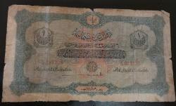 Birinci Dünya Savaşı ve Çanakkale Savaşları döneminde kullanılmış Sultan Mehmed Reşad 1 Lira 1332/1916 seri S - Osmanlı Kağıt Para.