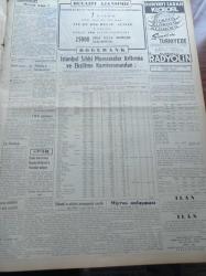 Vatan Gazetesi - 1 Nisan 1954 - Diyarbakır'daki Seçim Kavgası İçin Ciddi Tedbirler Alındı - Başbakan Adnan Menderes - Samet Ağaoğlu - Celal Bayar İş Bankası Delegelerle Görüştü - Migros Anlaşması Bugün İmzalanacak - Duhamel'in Konferansı - NATO Kalkan 1 Tatbikatı Başladı - Etibank'ın Afişleri Propaganda Sayıldı - Dünya Bankası İle Anlaşmazlık Yok - Seçim Suçları 3 - Denizde İsyan Yazan Herman Wouk Yazı Dizisi - Yahya Kemal Beyatlı Hasta - İtalyan Artistleri Bugün Geliyorlar - General Ali Fuat Cebesoy'un Siyasi Hatıraları Yazı Dizisi - Kore Değiştirme Birliği İzmir'de Toplandı - Film Yıldızı Belgin Doruk Puro Tuvalet Sabunlarını Tavsiye Ediyor - Gripin - Buffalo Otomobil Traktör Ve Kamyon Lastikleri - Arı Unları - Doğubank
