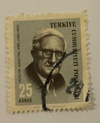 Mektup Zarfından Kesilmiş  / Postadan Geçmiş Pul Filateli - Damgalı - HÜSEYİN SADETTİN AREL (1880-1955)  - 25 KURUŞ - Türkiye Cumhuriyeti