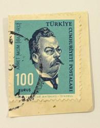 Mektup Zarfından Kesilmiş  / Postadan Geçmiş Pul Filateli - Damgalı - AHMET RASİM (1864-1932) - 100 KURUŞ - Türkiye Cumhuriyeti