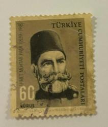 Mektup Zarfından Kesilmiş  / Postadan Geçmiş Pul Filateli - Damgalı - AHMET MUHTAR PAŞA  (1839-1918)  - 60 KURUŞ - Türkiye Cumhuriyeti
