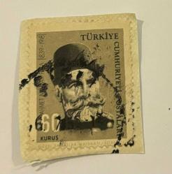 Mektup Zarfından Kesilmiş  / Postadan Geçmiş Pul Filateli - Şişli Damgalı - AHMET MUHTAR PAŞA  (1839-1918)  - 60 KURUŞ - Türkiye Cumhuriyeti