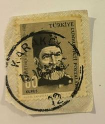 Mektup Zarfından Kesilmiş  / Postadan Geçmiş Pul Filateli - Karaköy 15 Ekim 1966 Damgalı - AHMET MUHTAR PAŞA  (1839-1918)  - 60 KURUŞ - Türkiye Cumhuriyeti