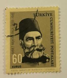 Mektup Zarfından Kesilmiş  / Postadan Geçmiş Pul Filateli - Damgalı - AHMET MUHTAR PAŞA  (1839-1918)  - 60 KURUŞ - Türkiye Cumhuriyeti