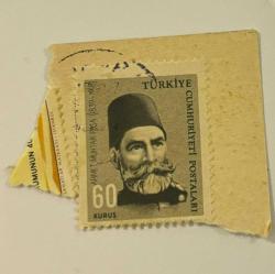Mektup Zarfından Kesilmiş  / Postadan Geçmiş Pul Filateli - Damgalı - AHMET MUHTAR PAŞA  (1839-1918)  - 60 KURUŞ - Türkiye Cumhuriyeti