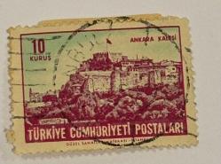 Mektup Zarfından Kesilmiş  / Postadan Geçmiş Pul Filateli - İstanbul Damgalı - ANKARA KALESİ - 10 KURUŞ - Türkiye Cumhuriyeti