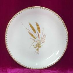 ANTİKA AVRUPA VERITABLE PORCELAINE BUĞDAY BAŞAKLARI RESİMLİ ALTIN YALDIZLI BÜYÜK PORSELEN TABAK