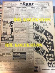 GÜNLÜK SPOR GAZETESİ - 14 TEMMUZ 1958 - FENERBAHÇE, MOLNAR'IN MUKAVELESİNİ BİR YIL DAHA UZATACAK - NECDET APAK SİGORTACILIK - SPOR VE SERGİ SARAYI - SZEKELLY - ŞİNASİ ATAMAN - ASYA OLİMPİYATLARI - RAHMETLİ HAYDAR KUPASI - BEŞİKTAŞLI BASKETÇ VECDİ - FAY TEMİZLEYİCİ REKLAMI, NECİP AKAR - OPON REKLAMI - KRİSTAL DROPS - KEMAL RIFAT