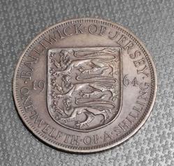 BİRLEŞİK KRALLIK BAILIWICK OF JERSEY 1/12 ŞİLİN 1964  (JERSEY POUNDU )ÇİL