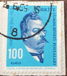 Mektup Zarfından Kesilmiş  / Postadan Geçmiş Pul Filateli - Damgalı - AHMET RASİM, 100 KURUŞ - Türkiye Cumhuriyeti