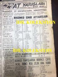 GÜNLÜK SPOR GAZETESİ - 23 MART 1958 - GALATASARAY, FENERBAHÇE MAÇI - FENERBAHÇE, GÖTEBURG'U 5-3 YENDİ - SZEKELLY - MEHMET LUMA - KARA BOMBA JOE LOUIS - BASILIO - BELÇİKALI VAN LOOY MİLANO - SAN REMO - BEYKOZ VE KADİRŞİNASLIĞI - FAY TEMİZLEYİCİ REKLAMI, NECİP AKAR - FERİKÖY YEŞİLDİREK MAÇI - KARAGÜMRÜK - AMATÖR KÜMELER - 1958 İZMİR AT YARIŞLARI BÜLTENİ