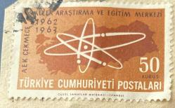 Mektup Zarfından Kesilmiş  / Postadan Geçmiş Pul Filateli - Damgalı - AEK ÇEKMECE NÜKLEER ARAŞTIRMA VE EĞİTİM MERKEZİ 1962-1963, 50 KURUŞ - Türkiye Cumhuriyeti
