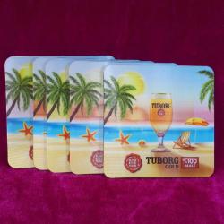 5 ADET 3D HALOGRAM RESİMLİ PLASTİK TUBORG BİRA BARDAK ALTLIKLARI